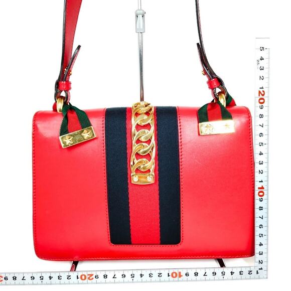 Authentic Gucci Shoulder Bag Sherry Line Red Leather - Picture 6 of 10